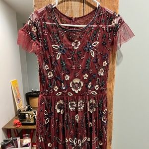 Brand NEW Burgundy beaded Needle&Thread style dress -